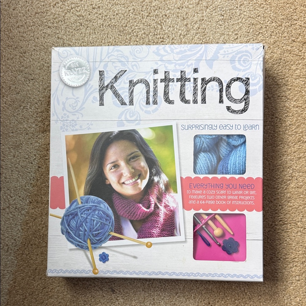 Knitting Kit with Blue Yarn